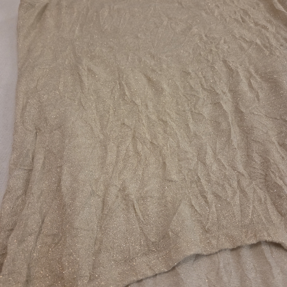 FREE PEOPLE Golden Metallic Sparkle Hi Lo Crinkle Textured Tank Top Women's XS - Picture 6 of 11